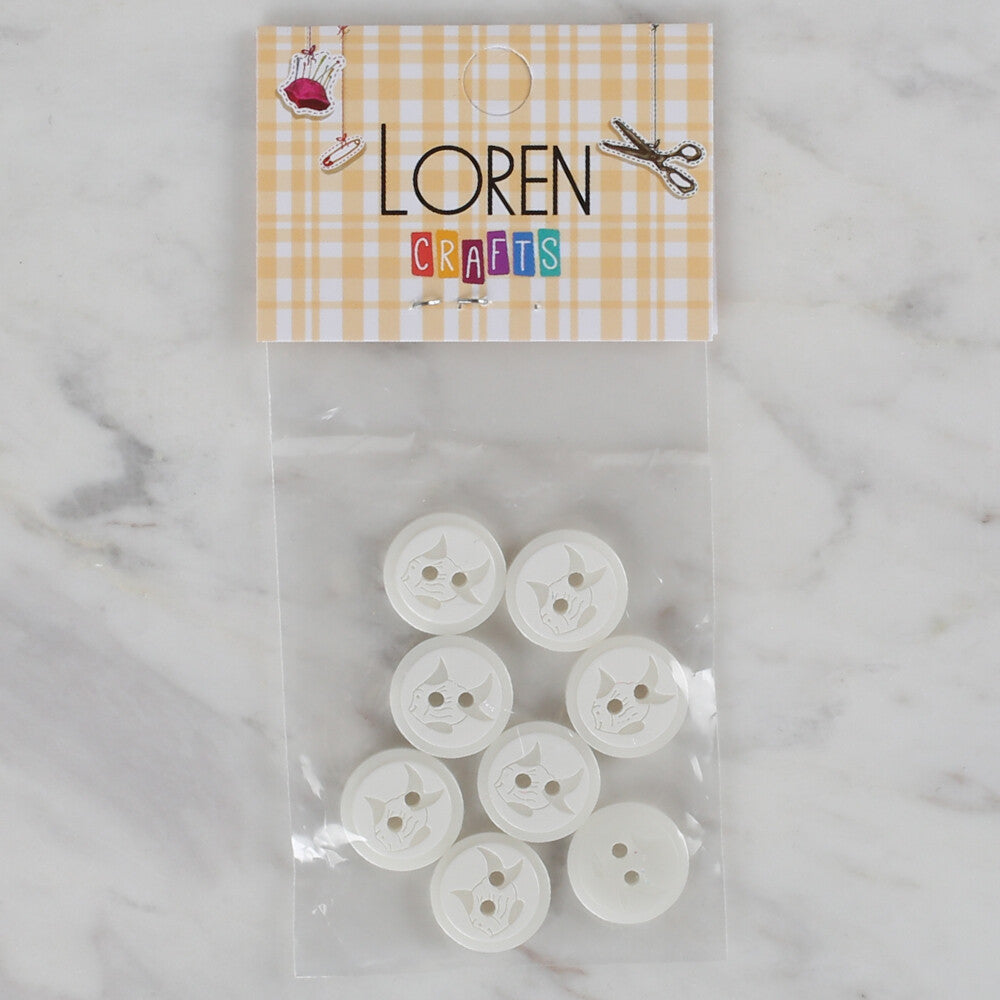 Loren Crafts 8'li Beyaz Balık Düğme - 568